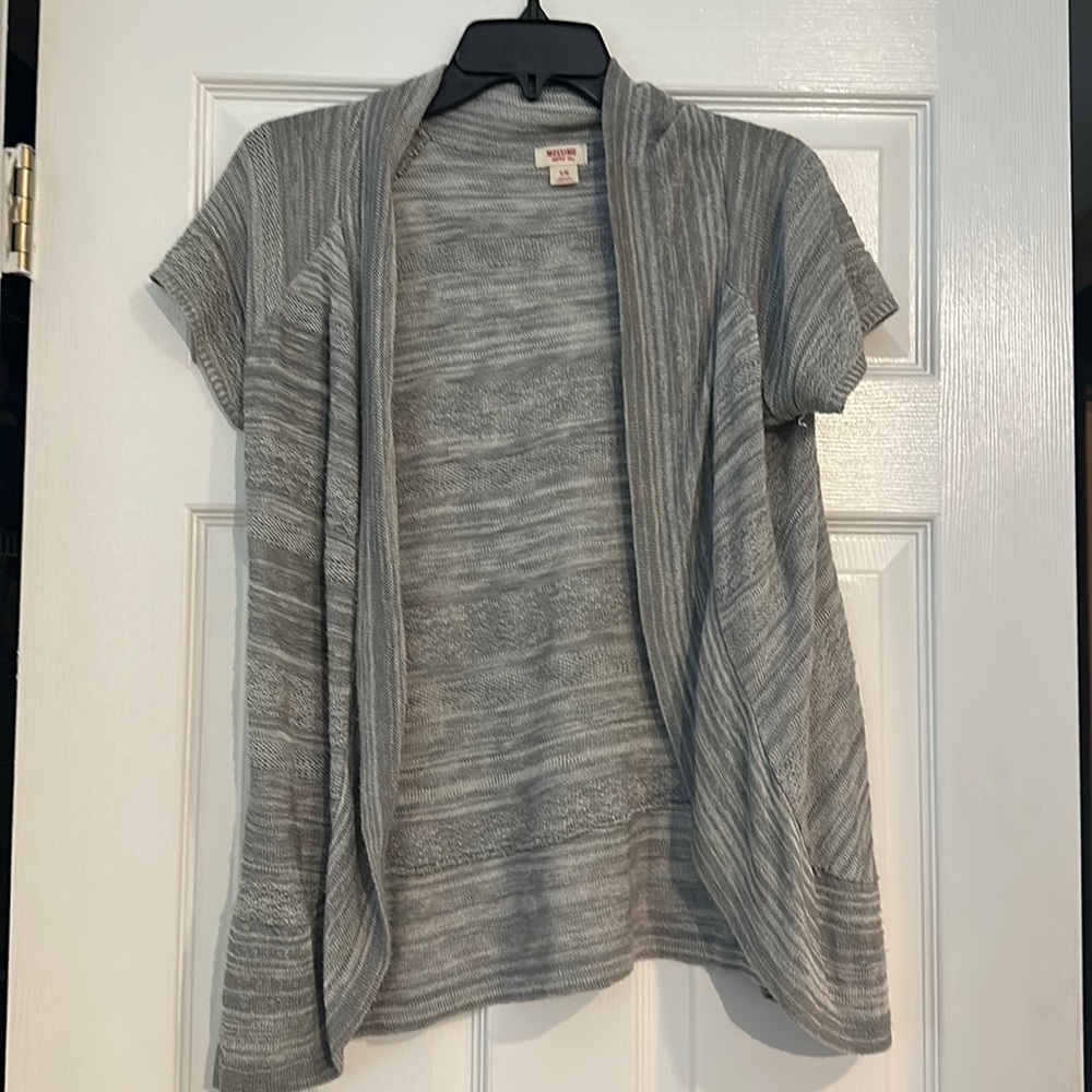 Mossimo Supply Co. Gray Marled Open-Front Short-Sleeve Cardigan